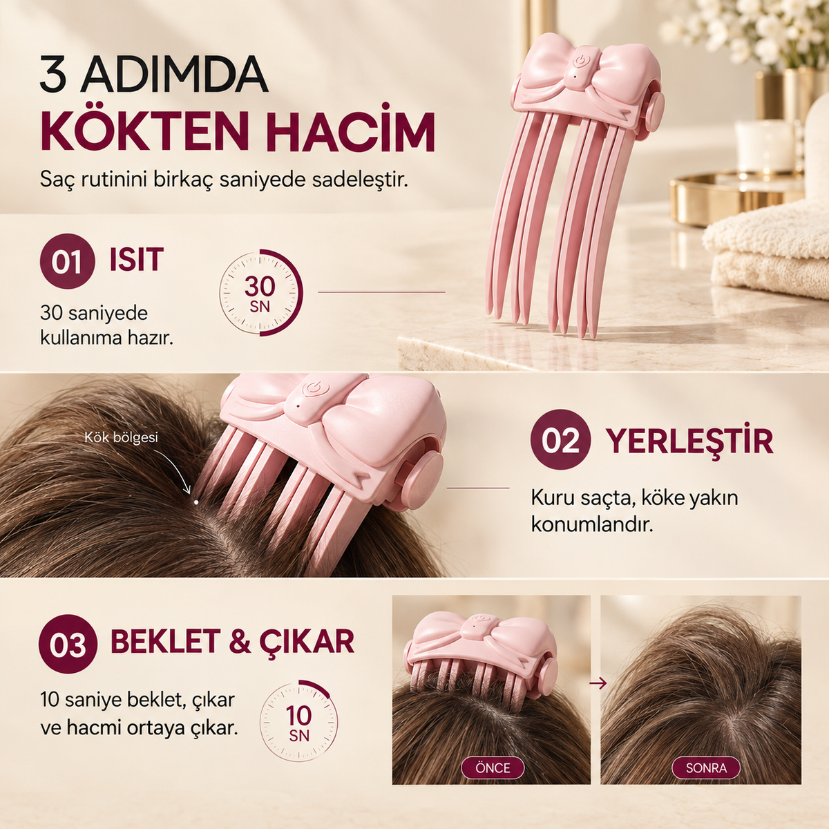 AEROVA™ Isıtmalı Saç Kökü Hacimlendirici Klips